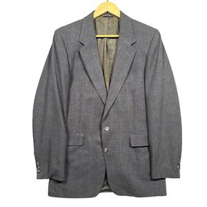 Levi Strauss Business Class Mens Grey Glen Plaid Blazer Sport Coat 40L USA Made